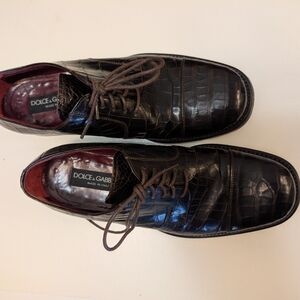 Dolce & Gabbana Alligator Cap Toe Lace-ups Dark Chocolate Men's Size 7 Shoes